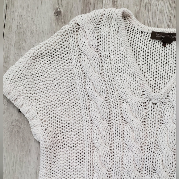 Tommy Bahama Women's White Cotton Short Sleeve Cable Knit Sweater Top Size Small - Picture 6 of 9